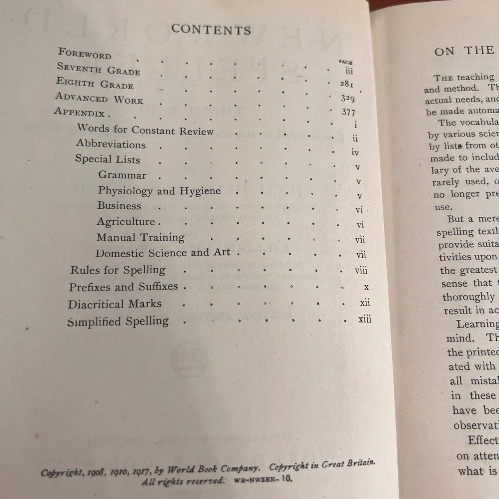 1919 New-World Speller Third Book Julia Helen Wohlfarth Antique School Textbook